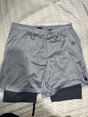 Spyder Men's Gray 2-in-1 Training Shorts with Black Liner